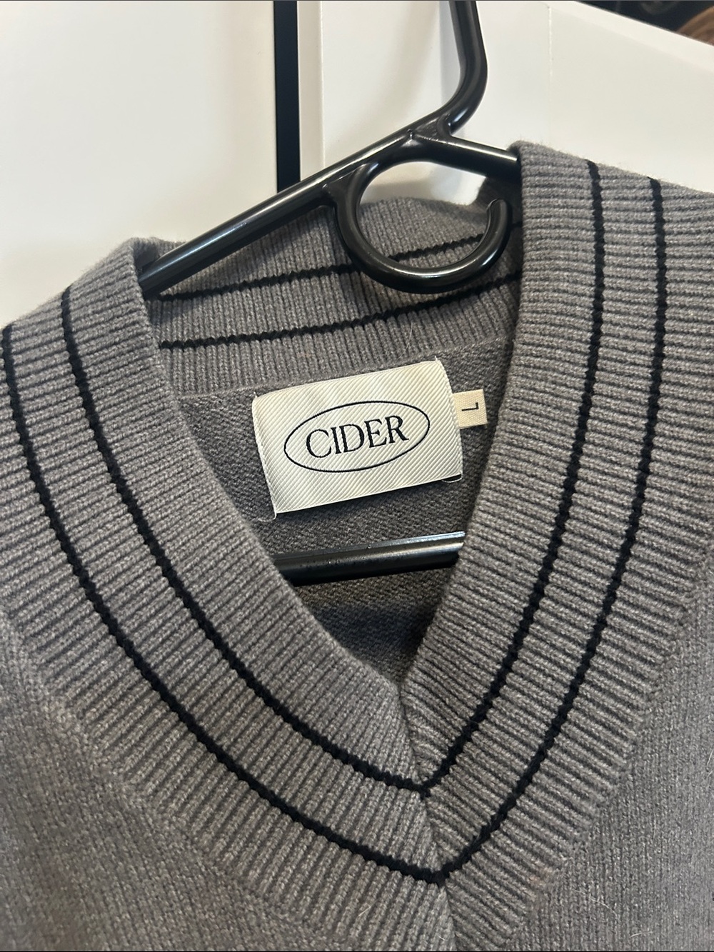 Cider Women’s Gray V-Neck Knit Sweater Vest with Teddy Bear Patch - Picture 4 of 10
